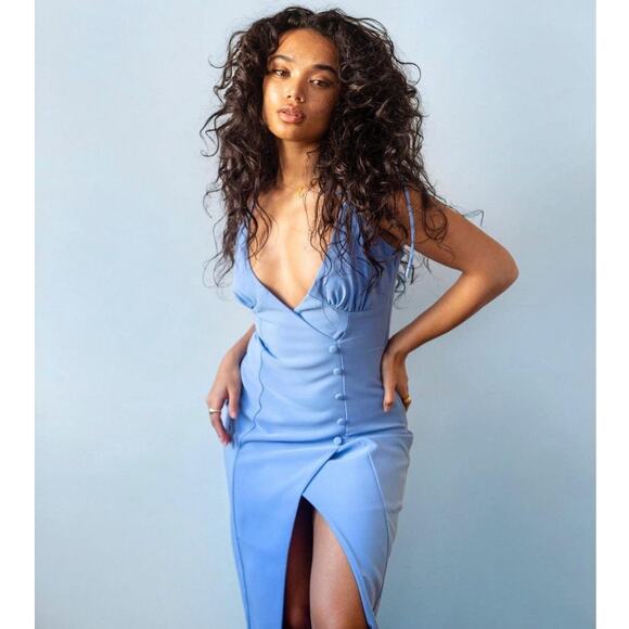 CAMILA COELHO Aaliyah Midi Dress Periwinkle Blue Sz M {TT14} - Picture 1 of 10